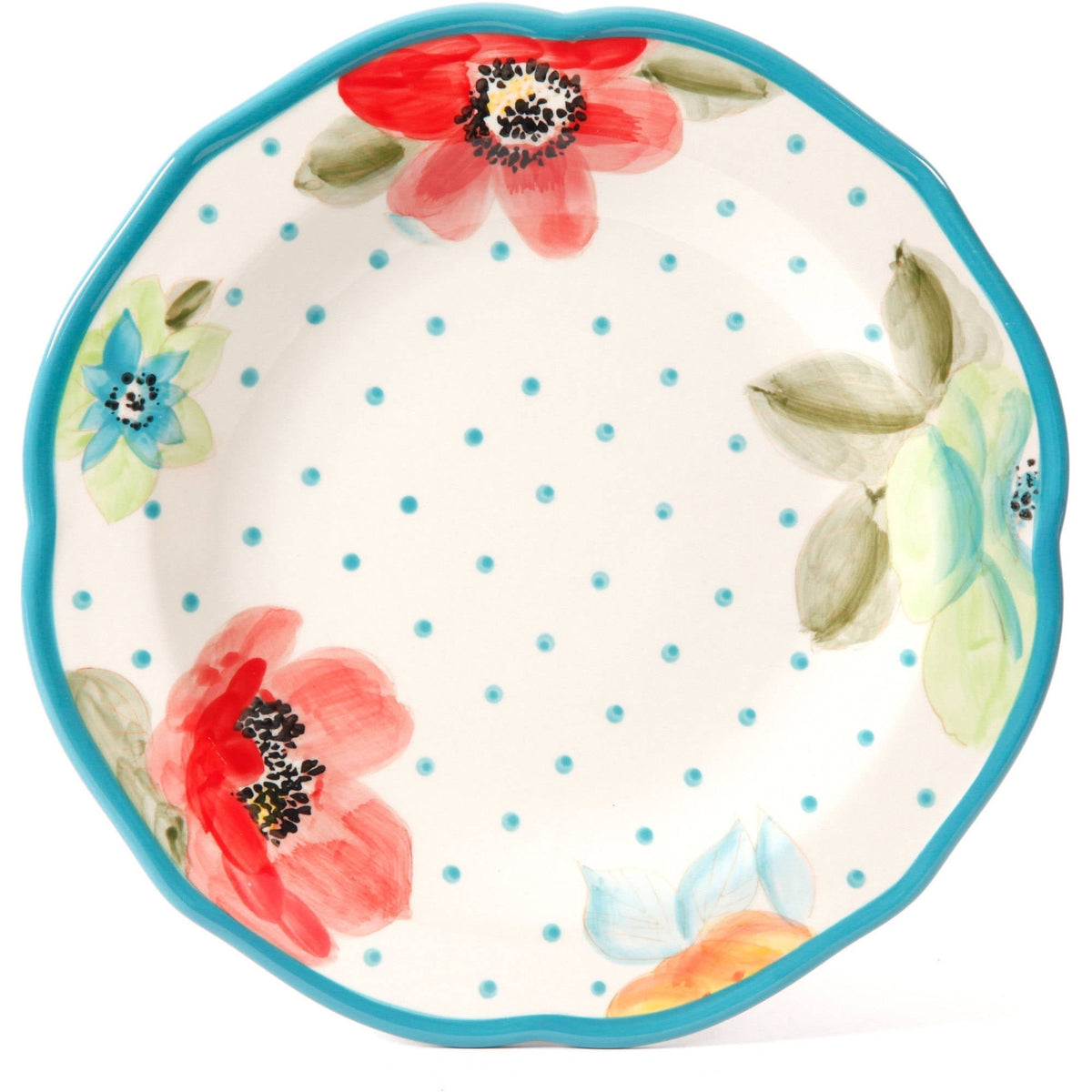 The Pioneer Woman Vintage Bloom 12-Piece Dinnerware Set, Turquoise