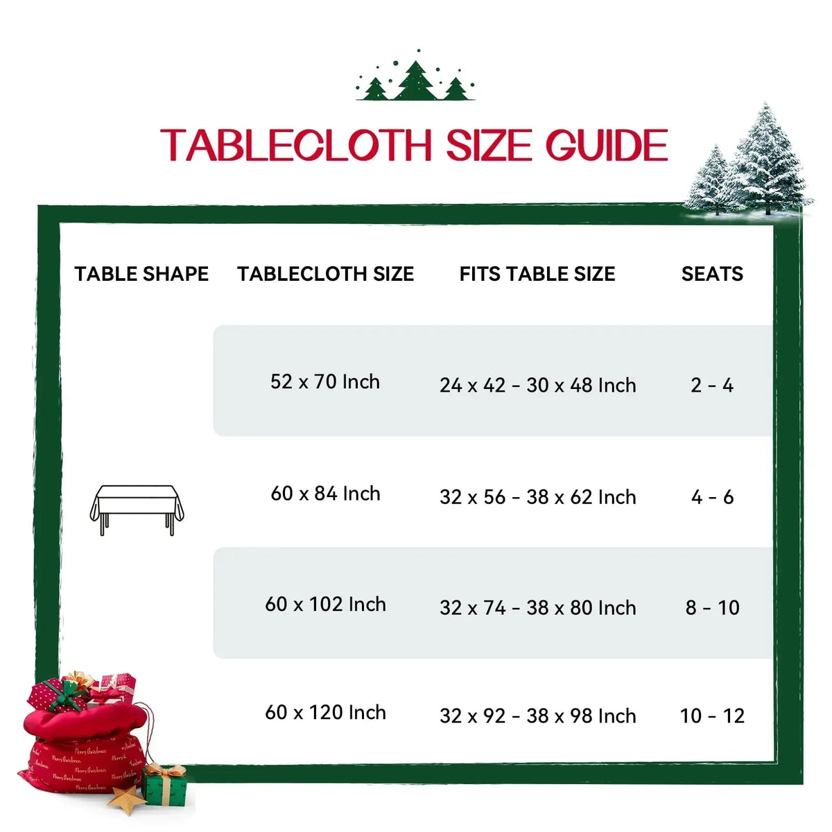 Romanstile Christmas Rectangle Green Plaid Tablecloth - 60 x 84 inch - Checkered Water Stain Resistant Table Cover, Washable Polyester Table Cloths for Xmas Dinner/Party Decoration/Holiday