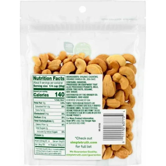 Simple Truth Organic Sea Salt Roasted Cashews