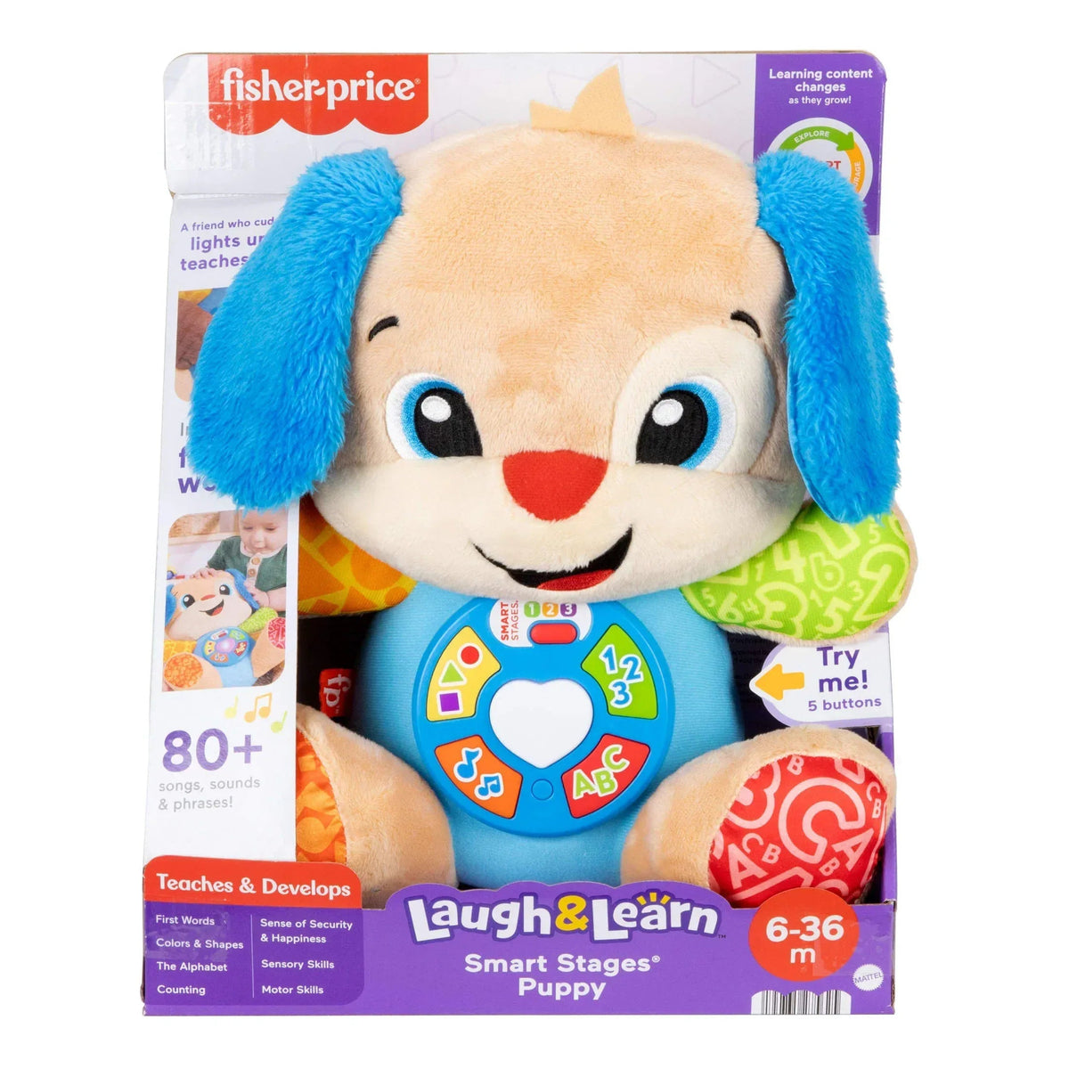 Fisher-Price Laugh & Learn Smart Stages Puppy Plush Musical Learning Toy for Baby & Toddler
