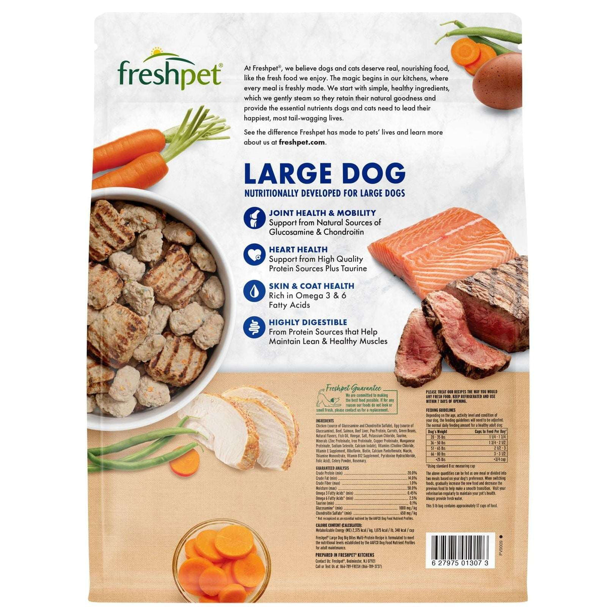 Freshpet Fresh Dog Food, Large Dog Multi-Protein: Chicken, Beef, Egg & Salmon Recipe, 5 lb.