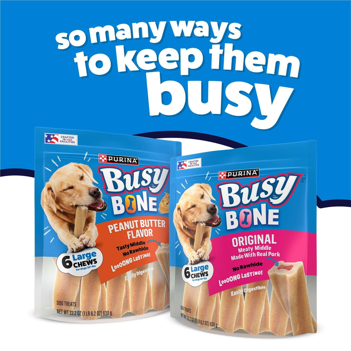 Purina Busy Bone Original Chew Large Dog Chew Treats, 21 oz.