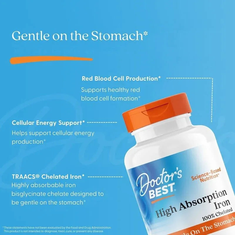 Doctor's Best, High Absorption Iron, 27 mg, 120 Tablets