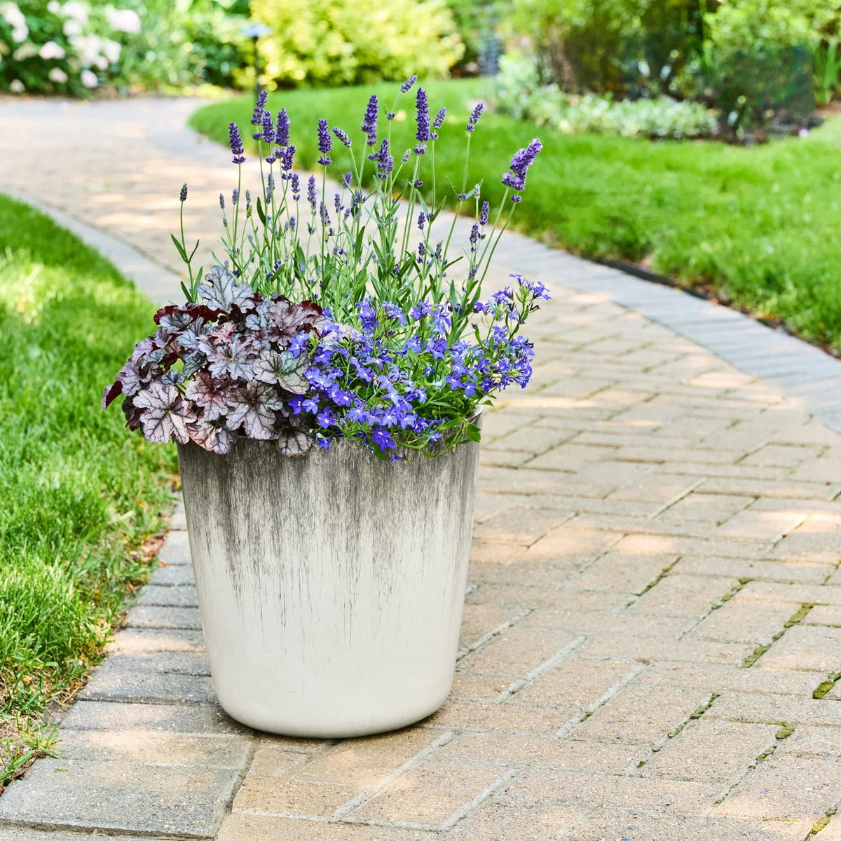 Better Homes and Gardens Esmeralda Plastic Planter 12" x 12" x 12" Round Toupe Finish