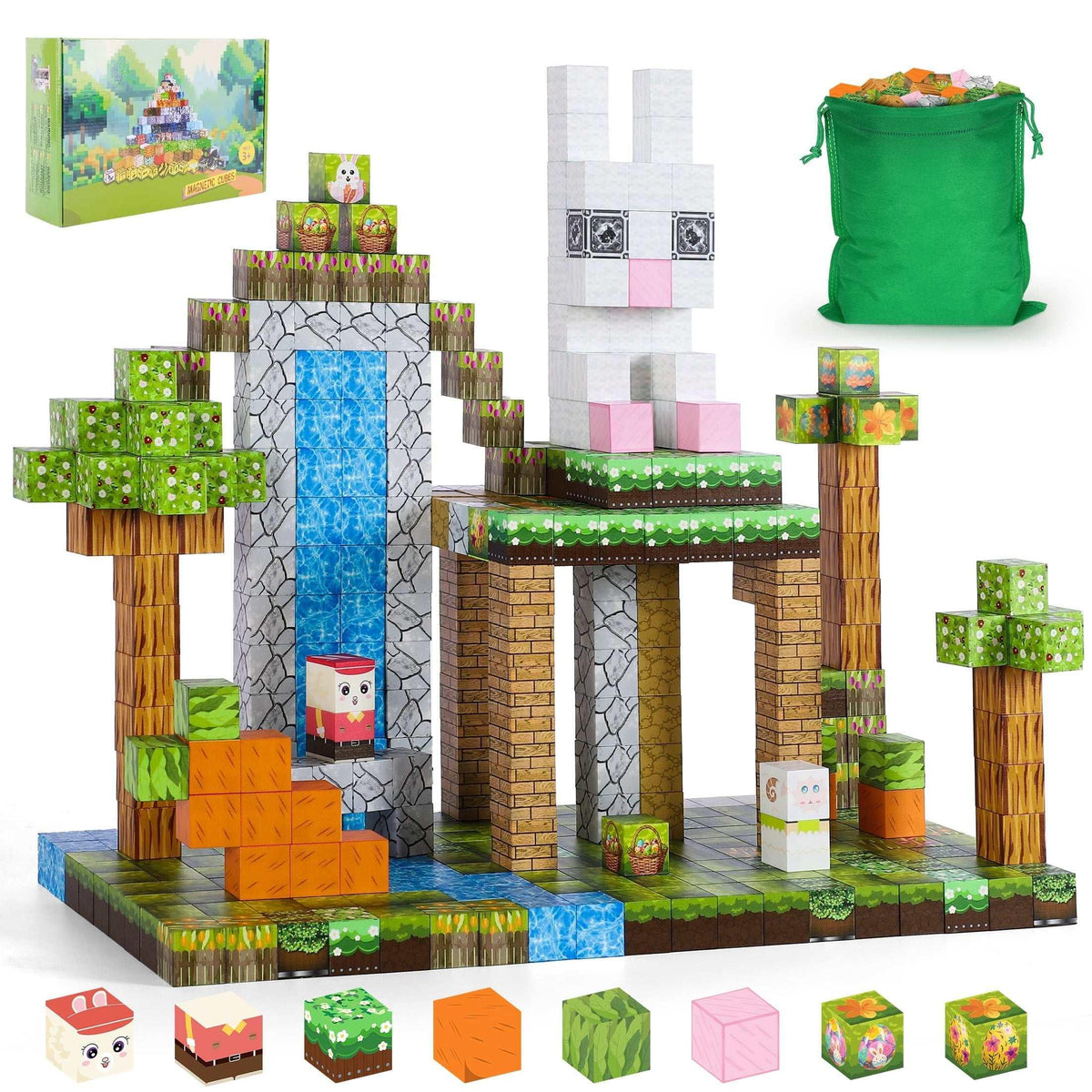 Crtynell 100pcs Magnetic Blocks - Build a Plants Wars Set, Magnetic Building Blocks Toddler Toys STEM Sensory Outdoor Toys for Boys and Girls Ages 3+, Birthday Gifts for Kids