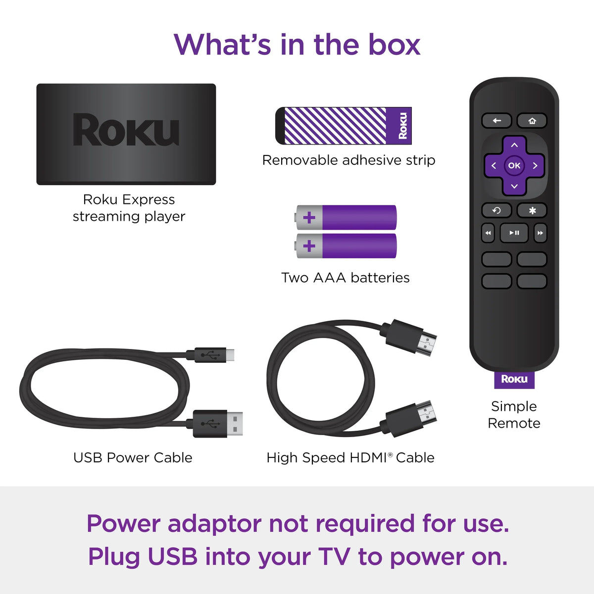 Roku Express HD Streaming Device with High-Speed HDMI Cable, Standard Remote (No TV Controls) and Fast Wi-Fi
