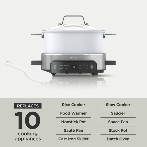 Ninja 10-in-1 Everyday PossibleCooker 6.5 Qt Multi-Cooker, Slow Cook, Dutch Oven, Rice Cooker, MC1100 White