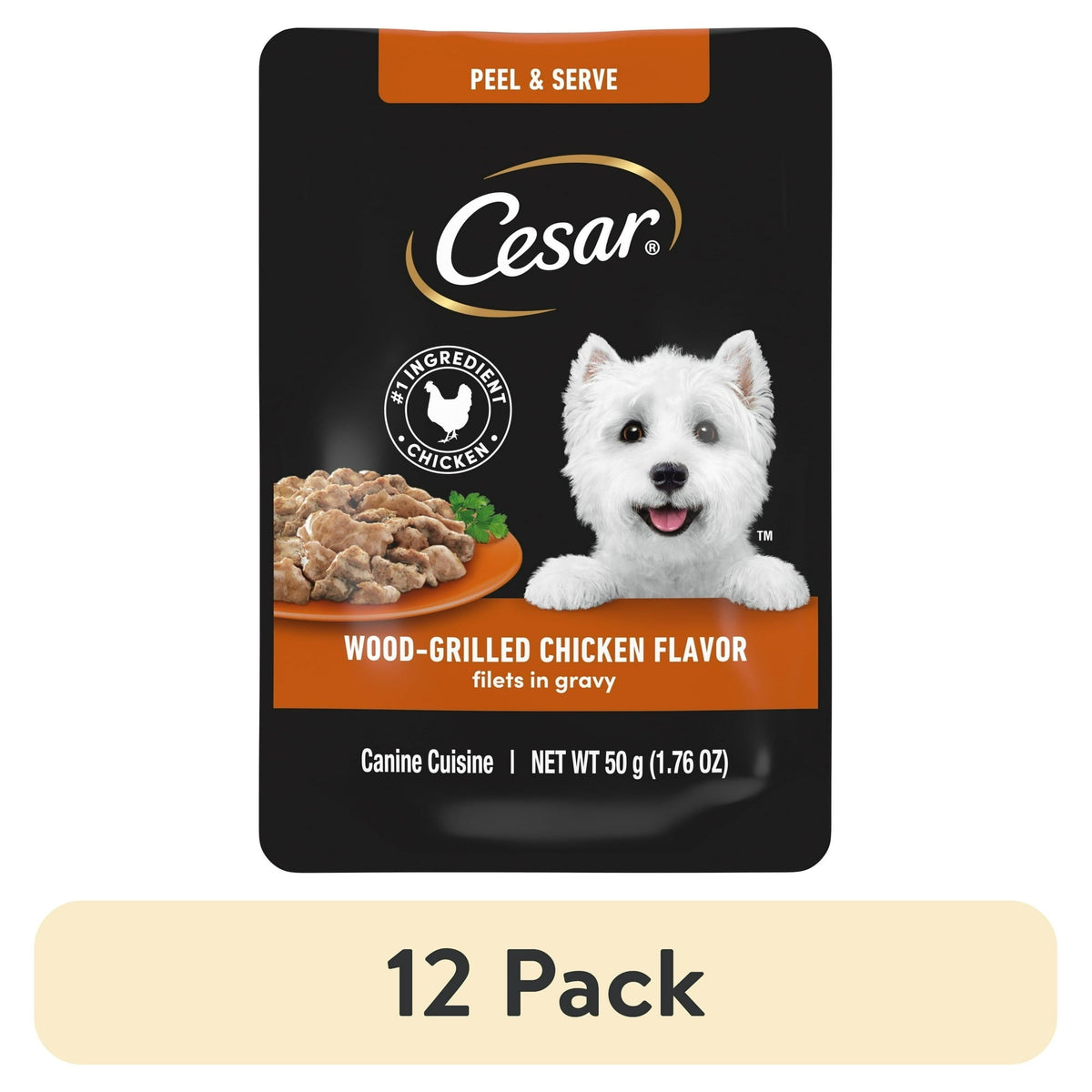 Cesar Filets in Gravy Wood-Grilled Chicken Flavor Wet Dog Food, 1.76-oz Mini-Pouches