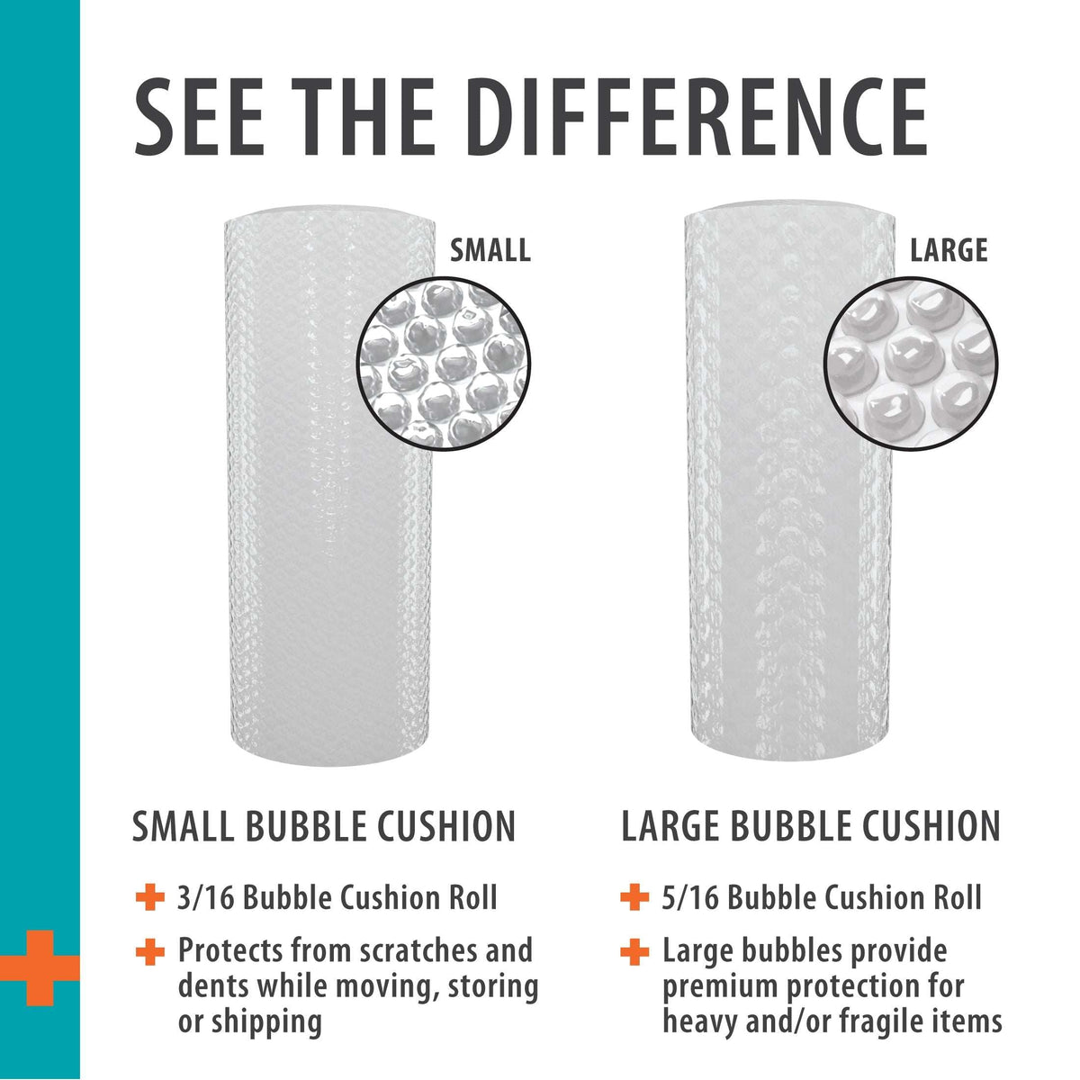 Pen+Gear 12" x 100' 3/16" Bubble Wrap Roll, Small Bubbles