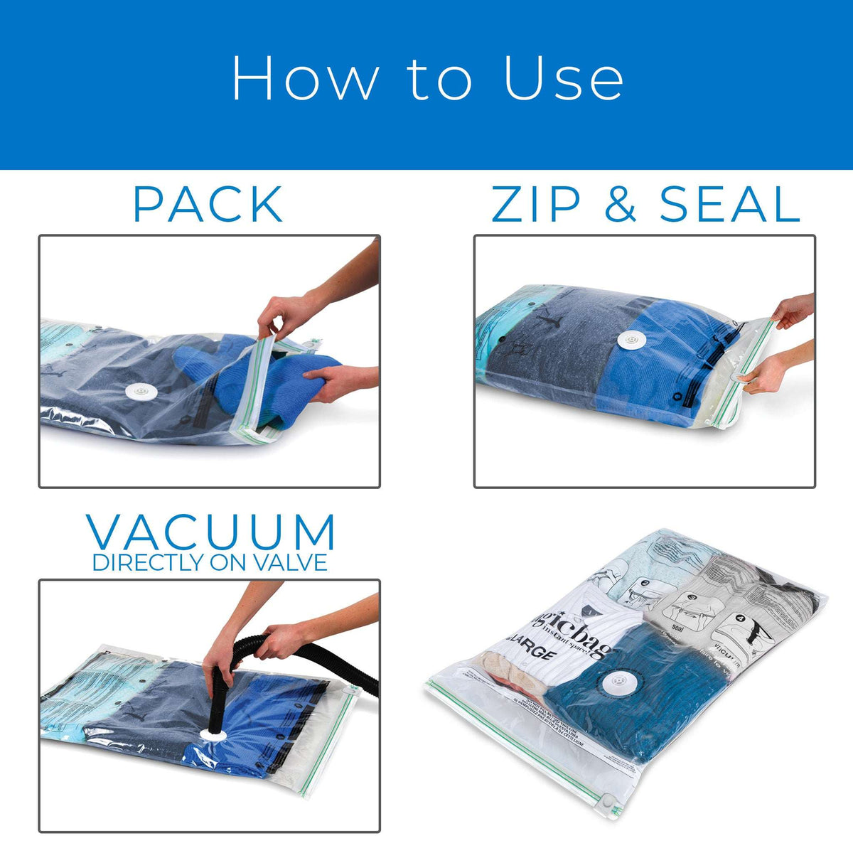 MagicBag by Smart Design Instant Compression Bag Jumbo Tote with Flat Large Bags