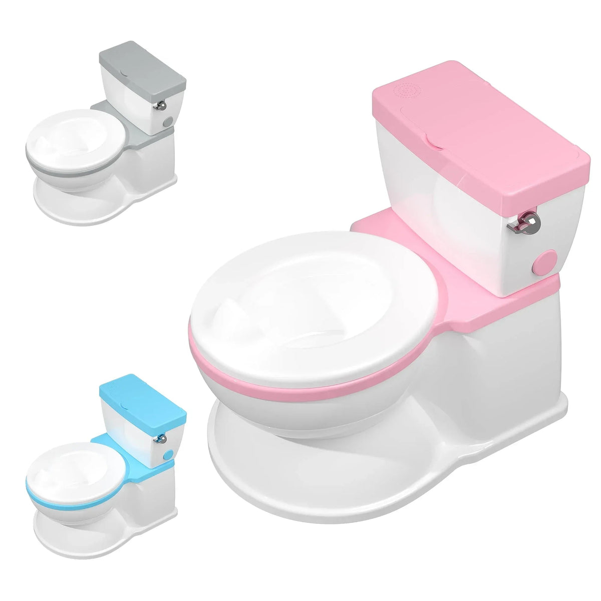 2-in-1 Toddler Potty Training Toilet with Flushing Sound,Blue – Detachable Seat for Boys & Girls, Wipes & Toilet Paper Storage, Easy Clean