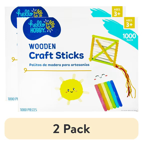 Hello Hobby Wooden Craft Sticks, 1000-Pack