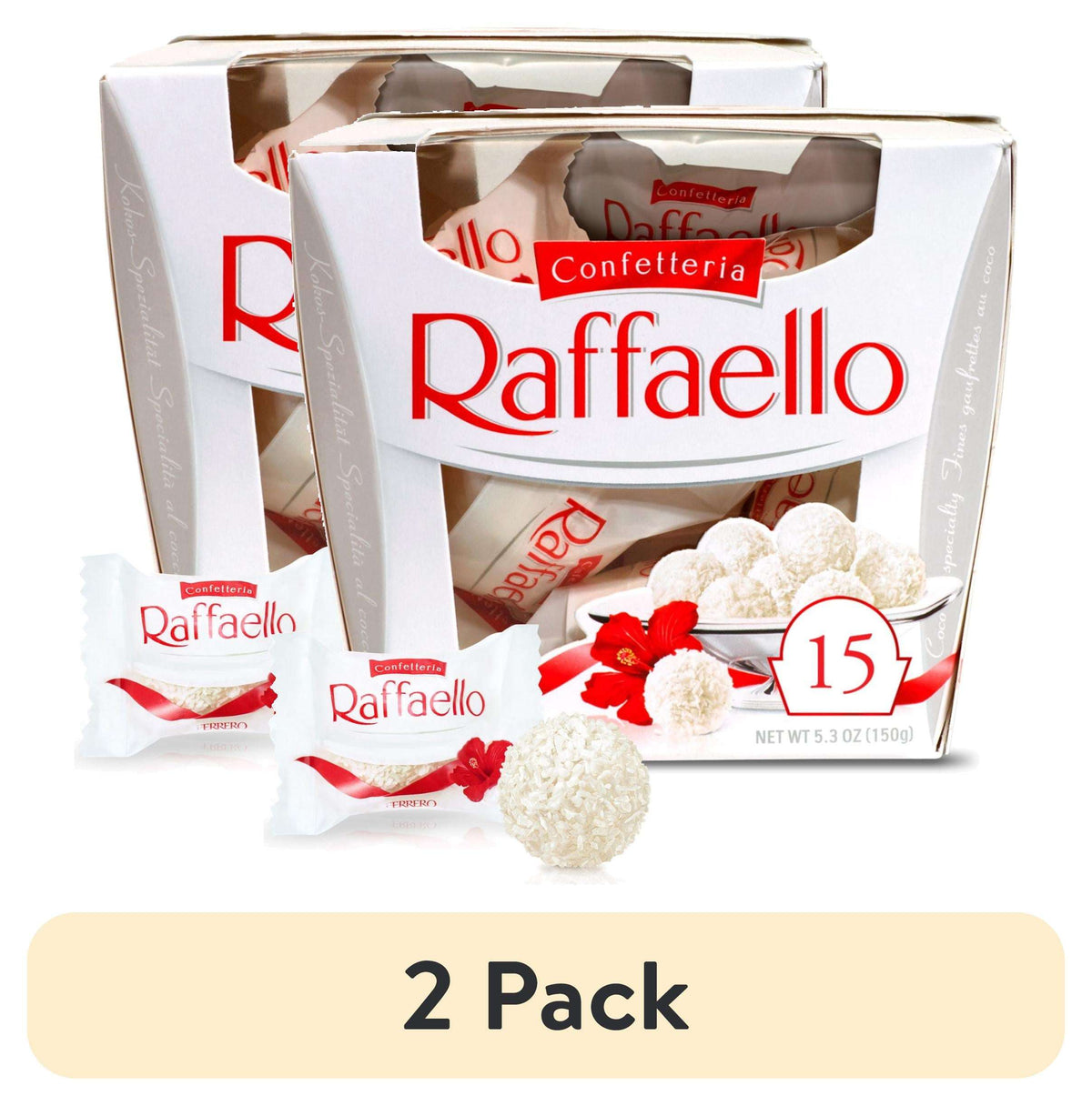 Raffaello Almond Coconut Candy, 15 Individually Wrapped Treats, Perfect for sharing, 5.3 oz