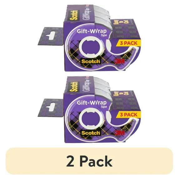 Scotch Gift Wrap Tape Dispensers, Satin Finish, 3/4 in. x 325 in., 3 Count