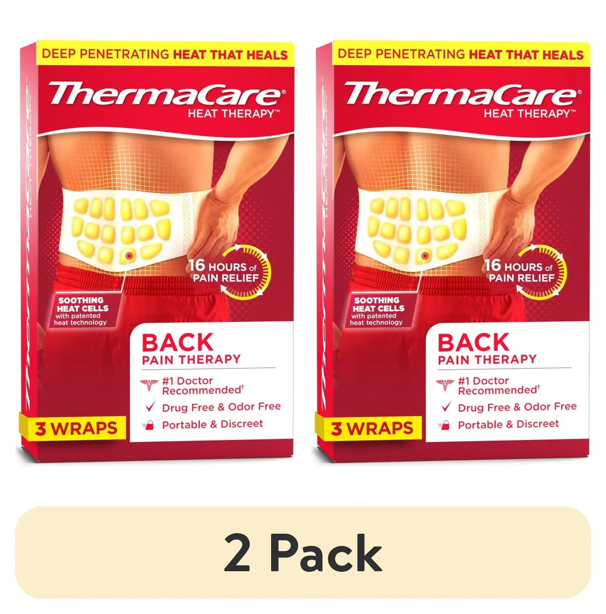 ThermaCare Lower Back & Hip Pain Relief Heat Wraps, Large/Extra-Large, 3 Ct