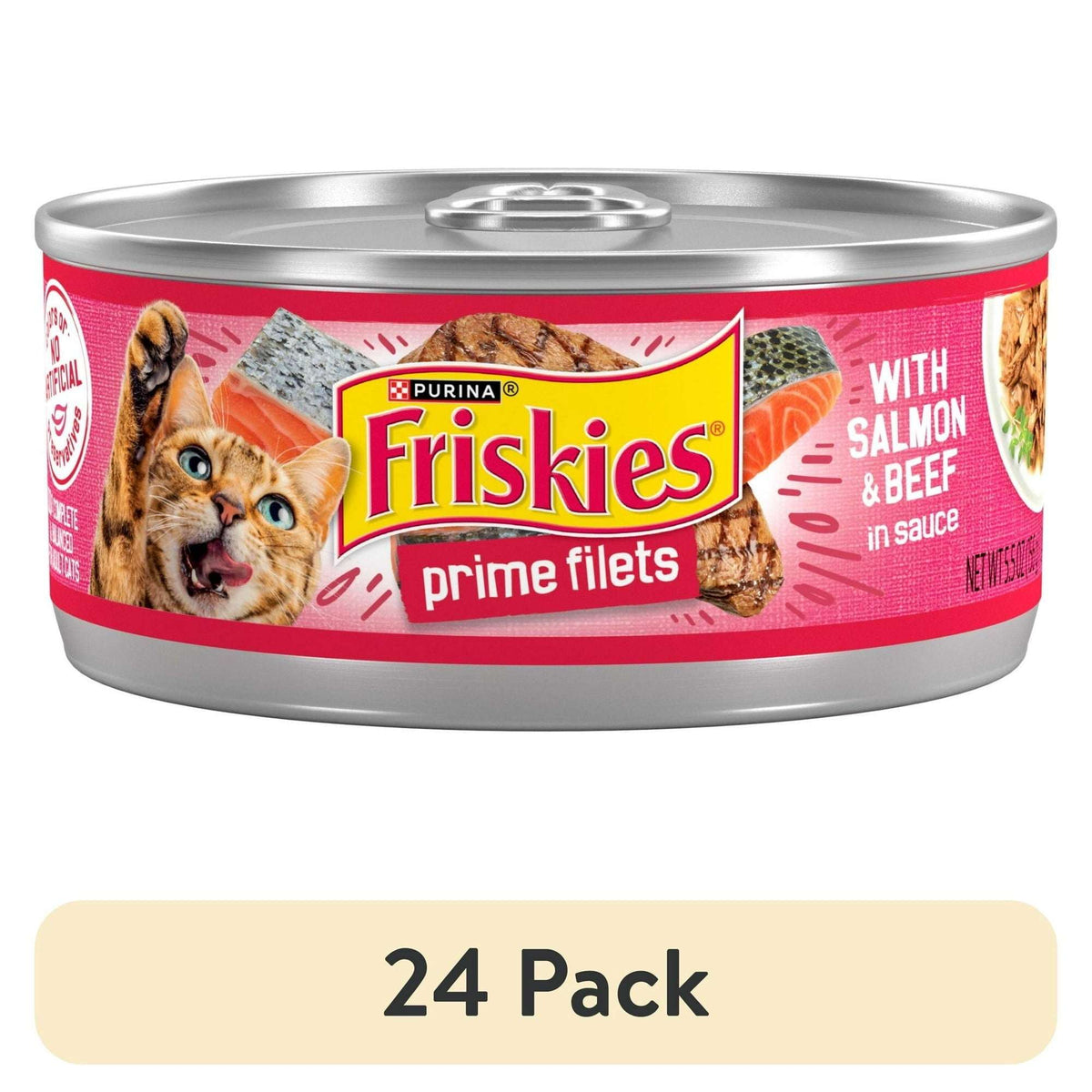 Purina Friskies Prime Filets, Salmon and Beef in Sauce, Wet Cat Food, 5.5 oz Can