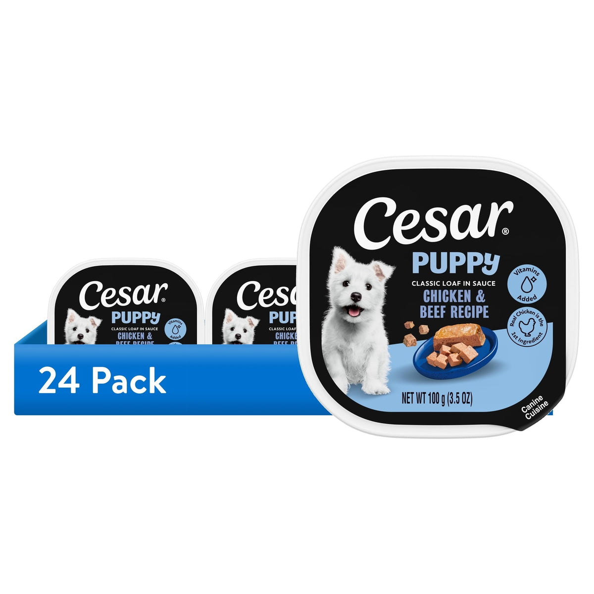 Cesar Classic Loaf In Sauce Chicken And Beef Recipe Wet Dog Food For Puppies, 3.5 Oz Tray