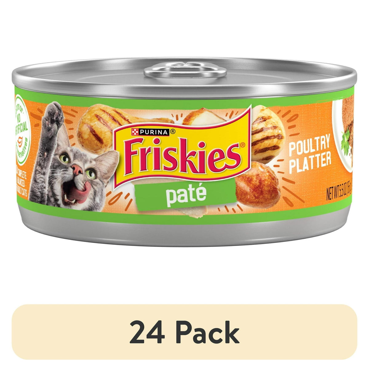 (12 pack) Purina Friskies Pate, Poultry Platter, Wet Cat Food, 5.5 oz Can