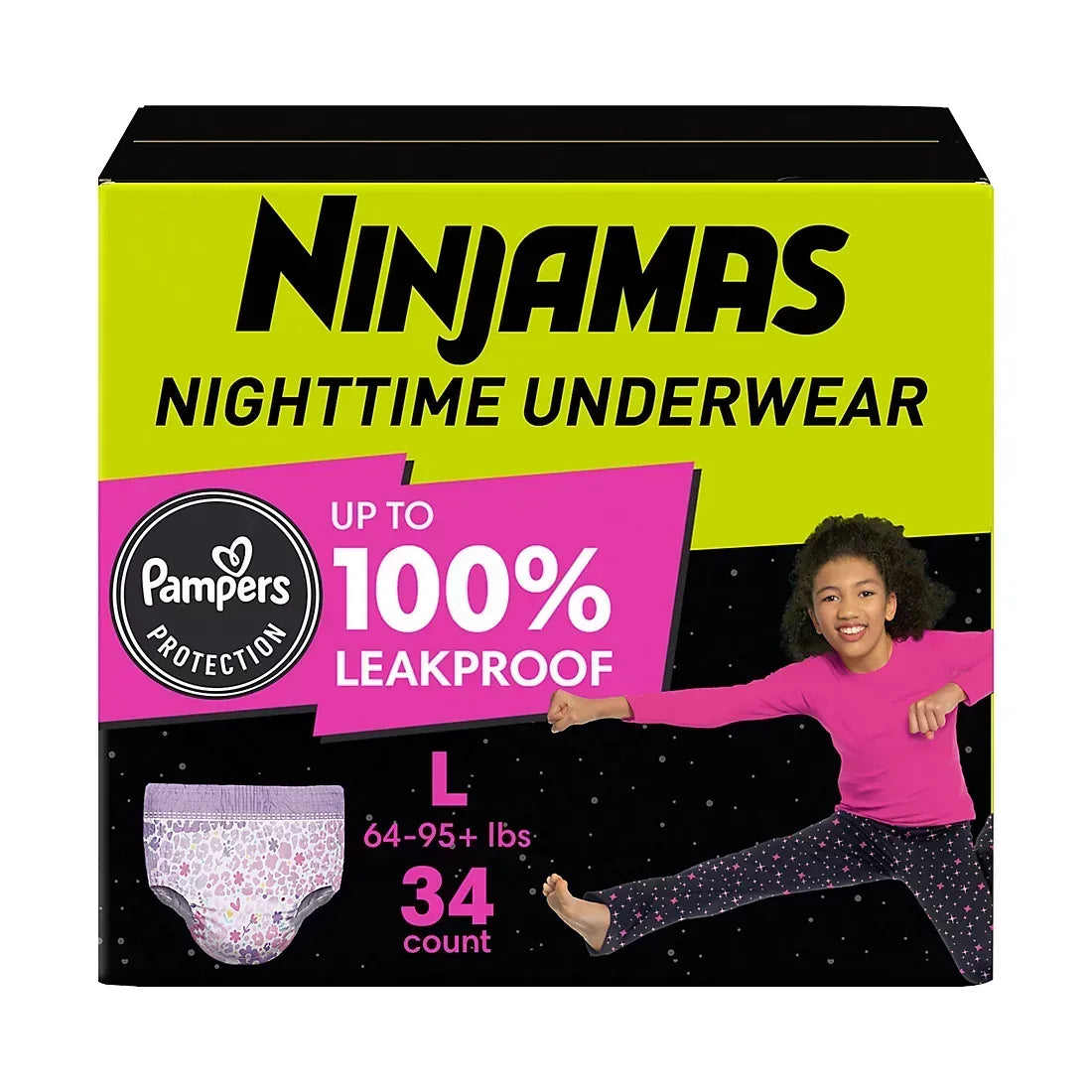 Ninjamas Bedwetting Nighttime Underwear for Girls (Select Size)