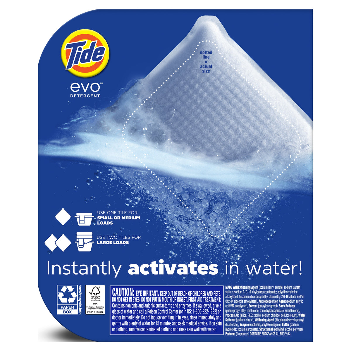 Tide Evo Laundry Detergent Tiles, 100% Concentrated, 6X Cleaning Power, Original Tide Scent, 16 Count