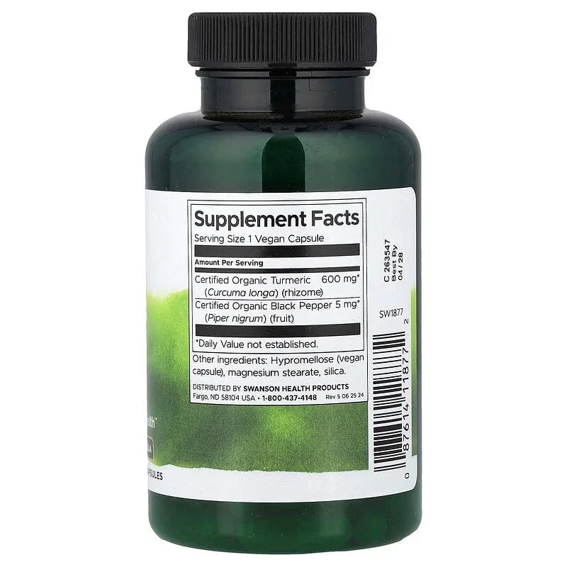 Swanson, Turmeric & Black Pepper, Veggie Capsules