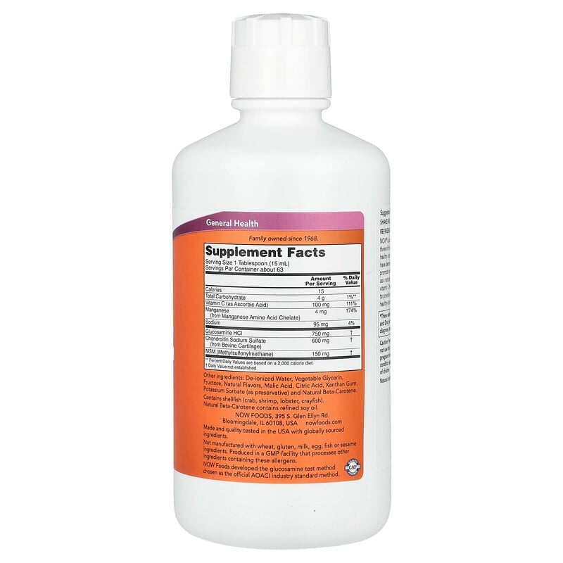 NOW Foods, Liquid Glucosamine & Chondroitin with MSM, Citrus