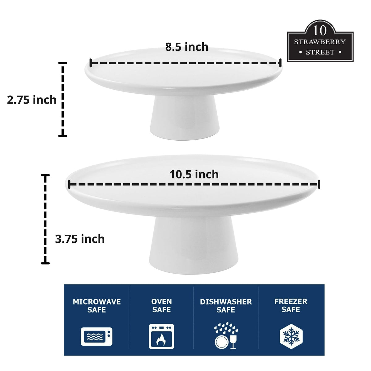 10 Strawberry Street 2 Piece Cake Stand Set, White