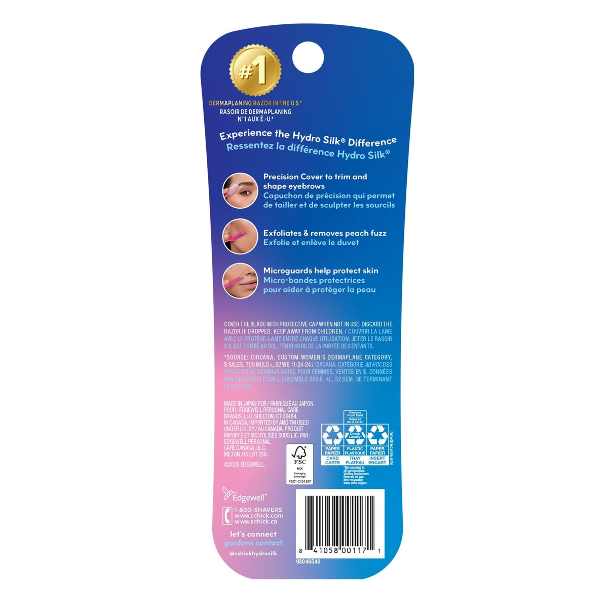 (2 pack) Schick Hydro Silk Touch-up Manual Dermaplaning Razor with Precision Cover, 3 Ct, Women’s Face Razor