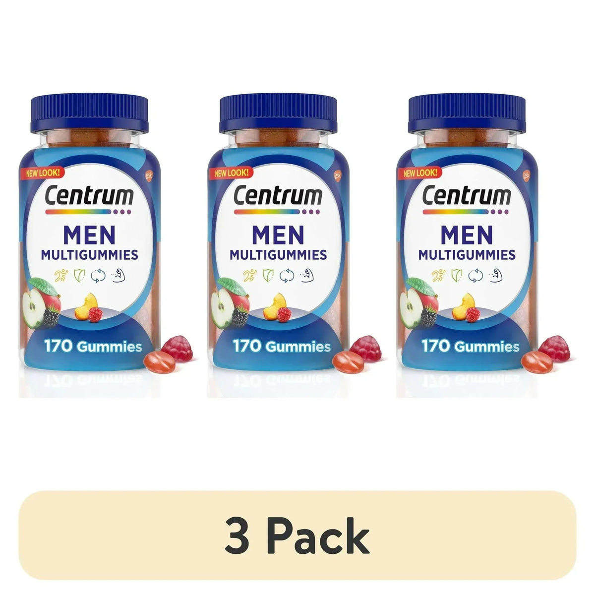Centrum Multigummies Men's Gummy Vitamins, Multivitamin With Vitamin B, C, D & E, Assorted Fruit, 170 Count