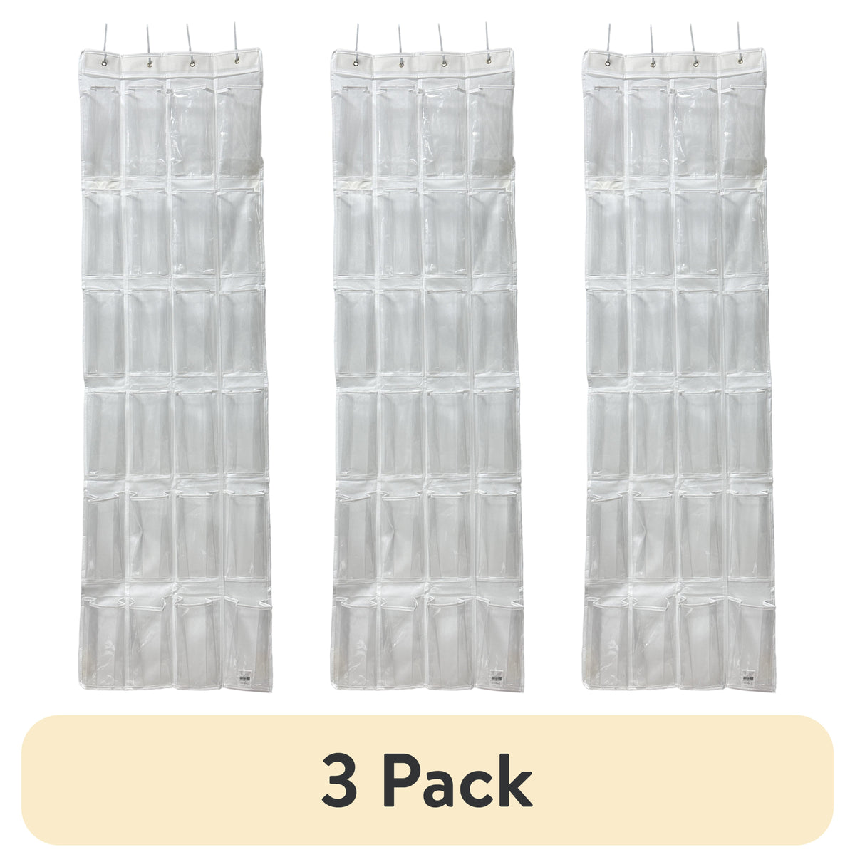 Mainstays 24 Pocket Clear Over the Door Non Woven Closet Shoe Organizer Shelf - Arctic White