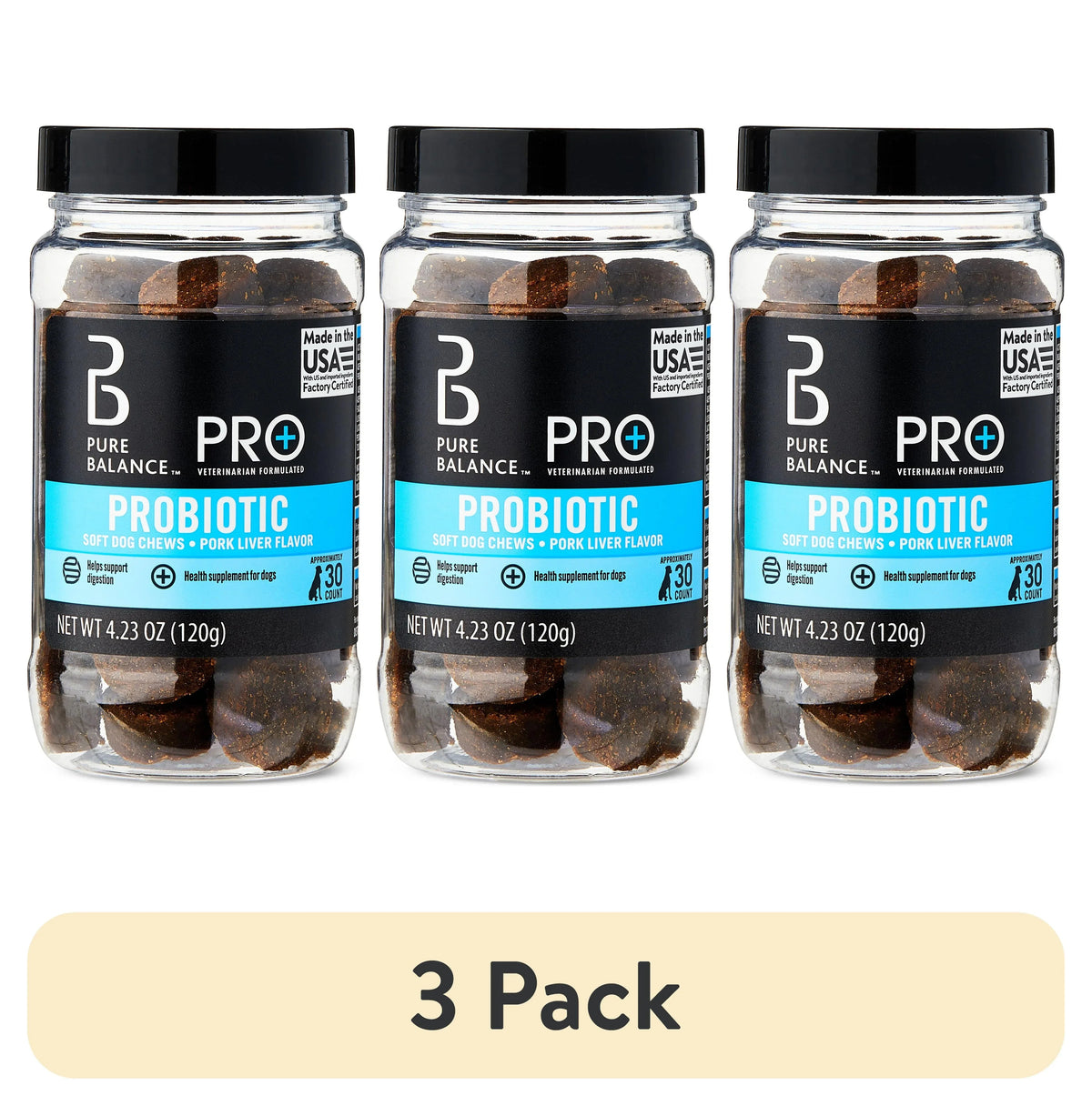 Pure Balance Pro+ Probiotic, Digestion Support, Dog Soft Chews, 30 Count