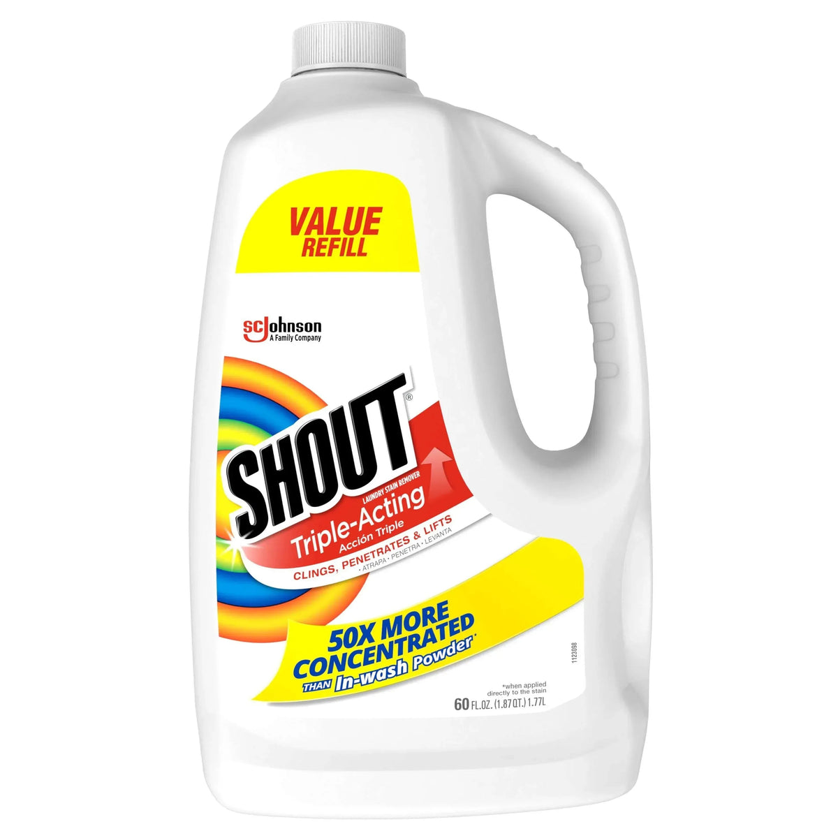 Shout Triple-Acting Refill, Laundry Stain Remover, 60 fl oz