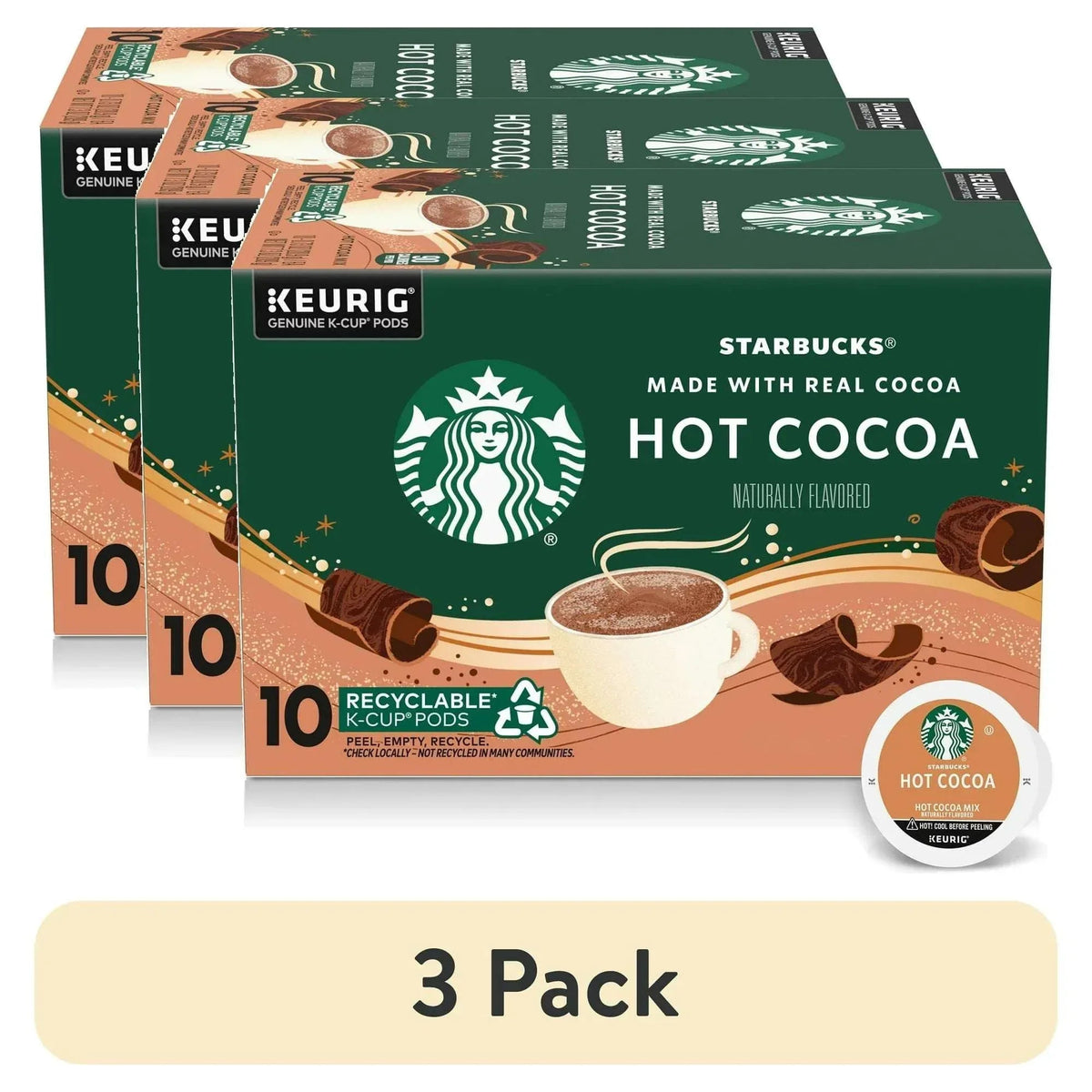 Starbucks Hot Cocoa, Made with Real Cocoa, K-Cup Coffee Pods, 10 Count