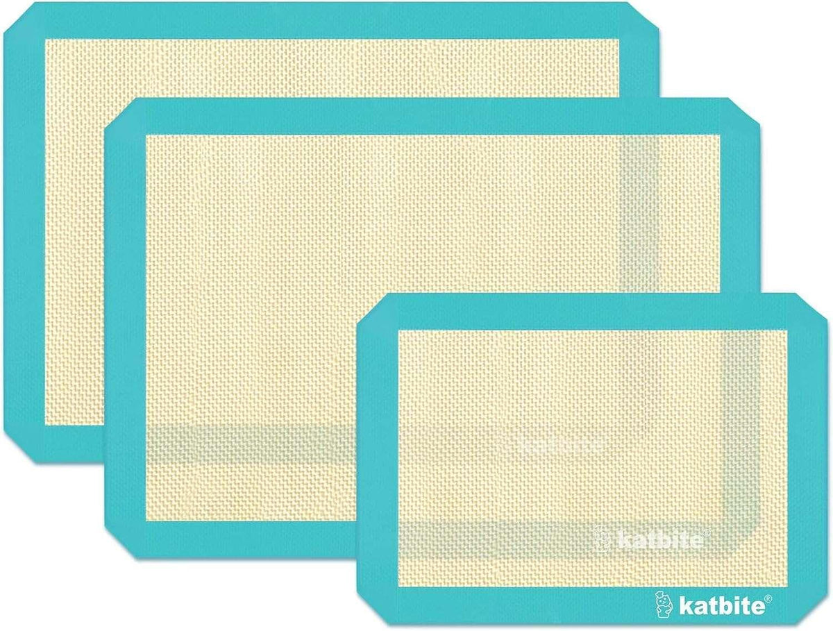 Katbite Silicone Baking Mat 3PCS 11.6 in x 16.5 in Reusable & Nonstick Bakeware Mats,Black