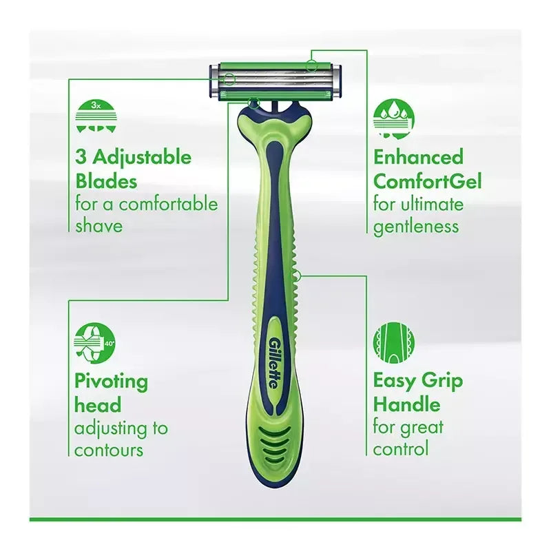 Gillette Sensor3 Sensitive Men's Disposable Razor, 3-Bladed Razor Blades, 24 ct.