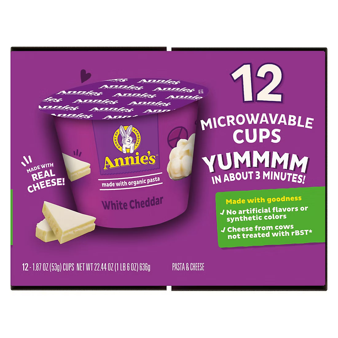 Annie's White Cheddar Microwave Mac And Cheese Cup, 12 pk./2 oz.
