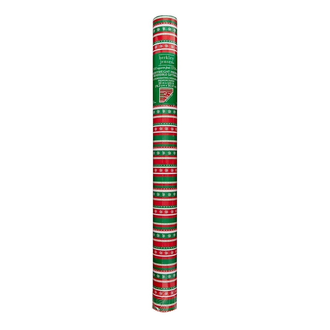 Berkley Jensen 300 sq. ft. Reversible Christmas Gift Wrap, Christmas Strips
