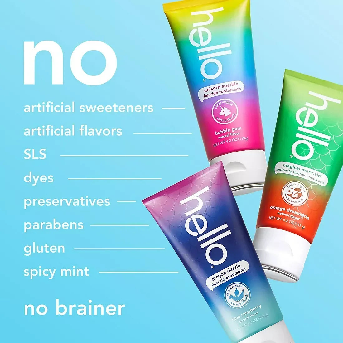 Hello Kids Toothpaste Fluoride Variety Pack, 3 pk./4.2 oz.