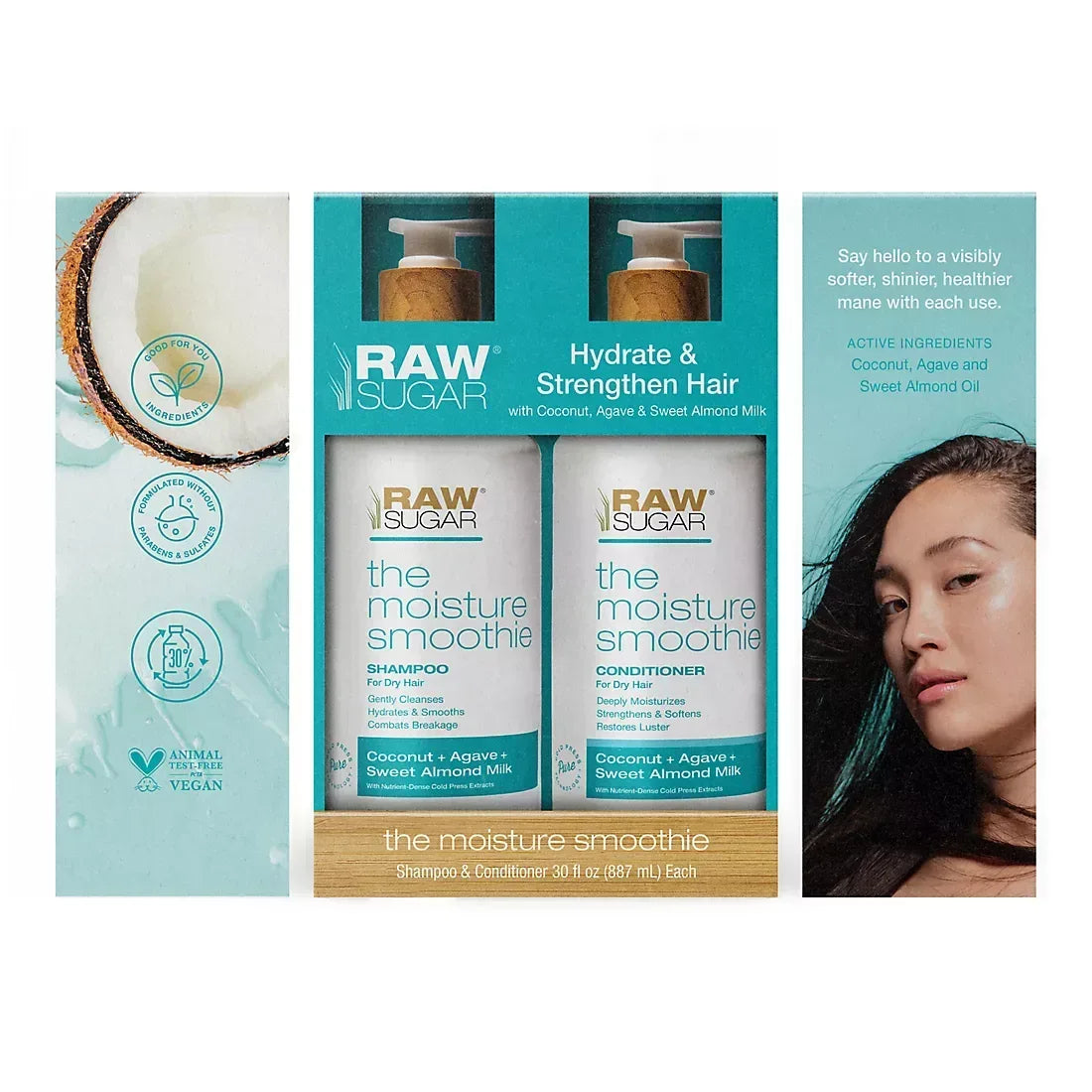 Raw Sugar Moisture Smoothie Shampoo and Conditioner, 2 pk./30 oz.