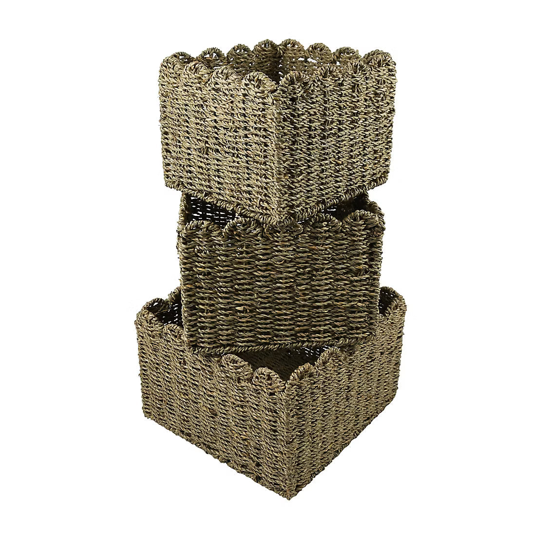 Scalloped Decorative Storage Bin, 3-Pc. Set