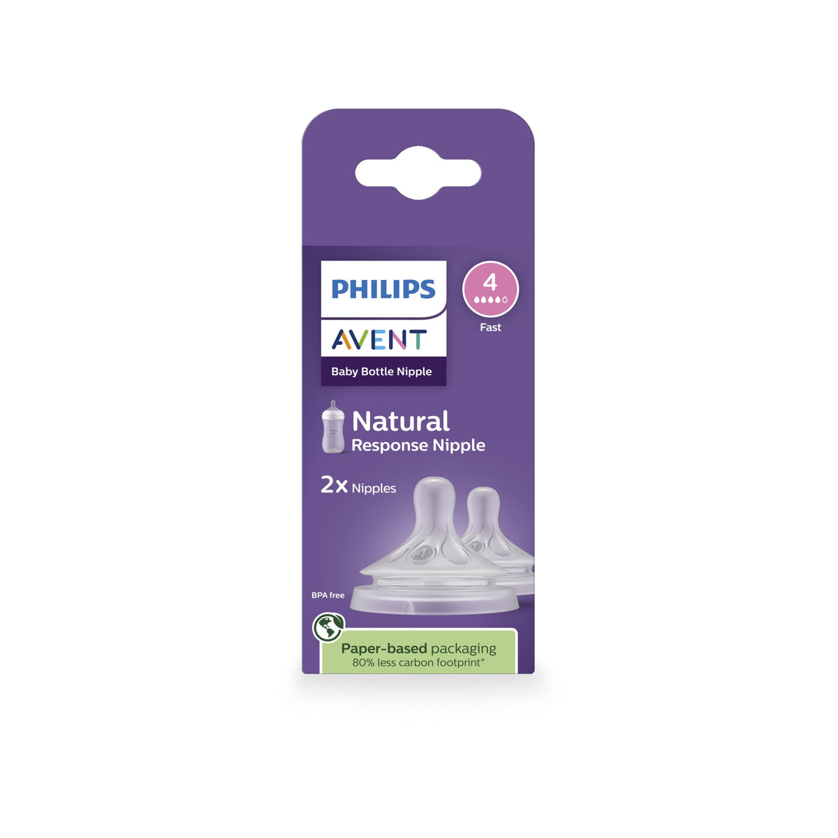Philips Avent Natural Response Nipples, Fast Flow (Flow 4), 2-Pack, SCY964/02