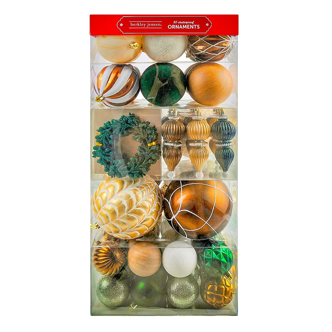Christmas Balls Ornaments Set- Red, Green, 85 Pc.