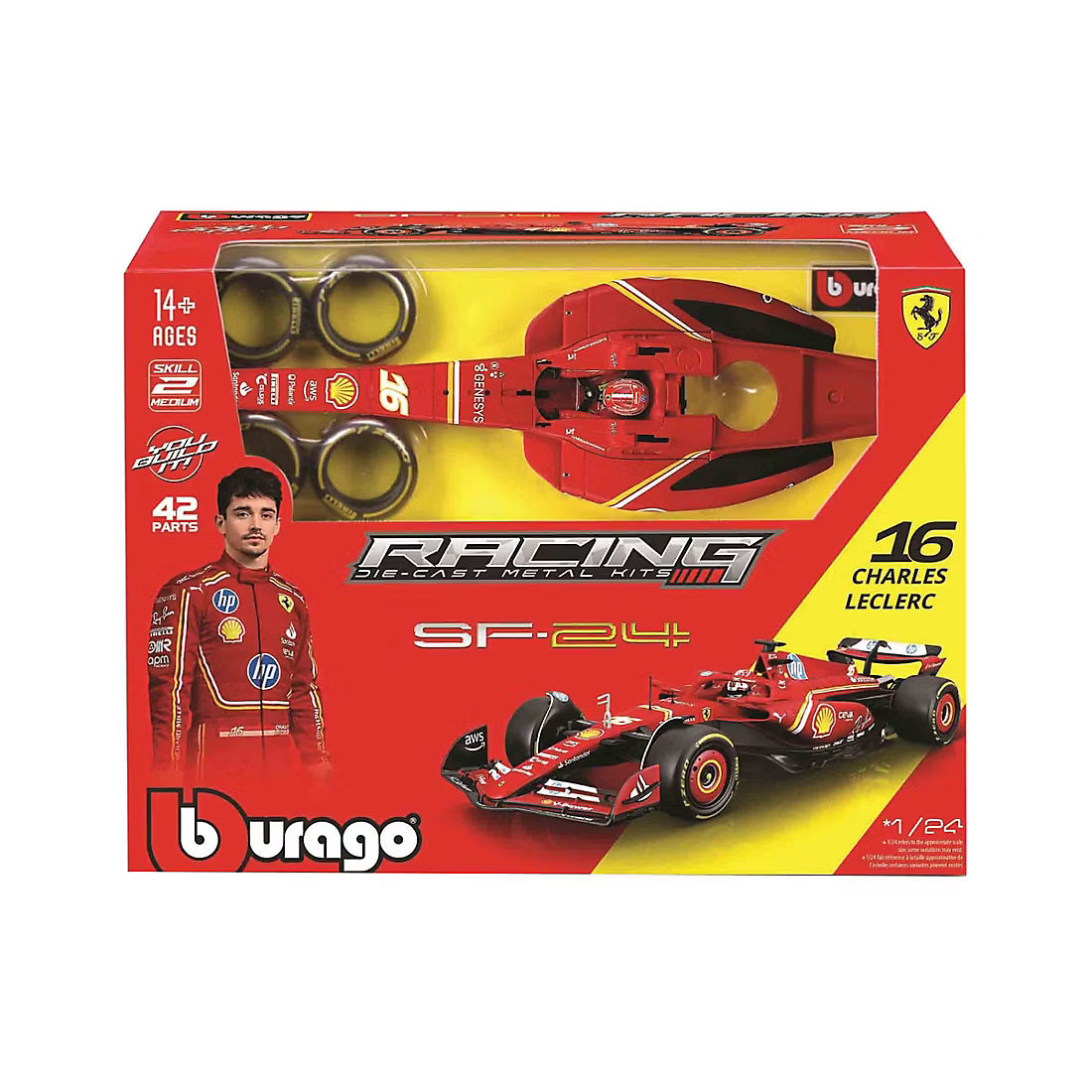 Bburago Maisto 1:24 Scale Ferrari Formula Racing Model Kit, LeClerc