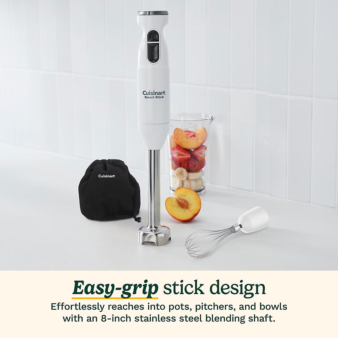 Cuisinart Smart Stick Immersion Blender with Whisk, Storage Bag, and Mixing Cup