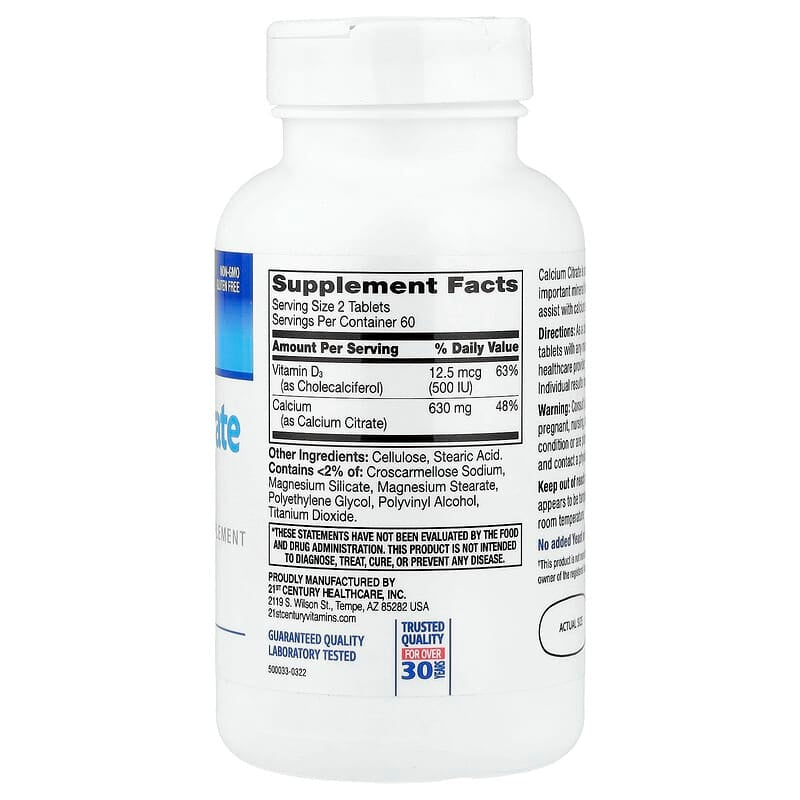 21st Century, Calcium Citrate + D3 Maximum,Tablets