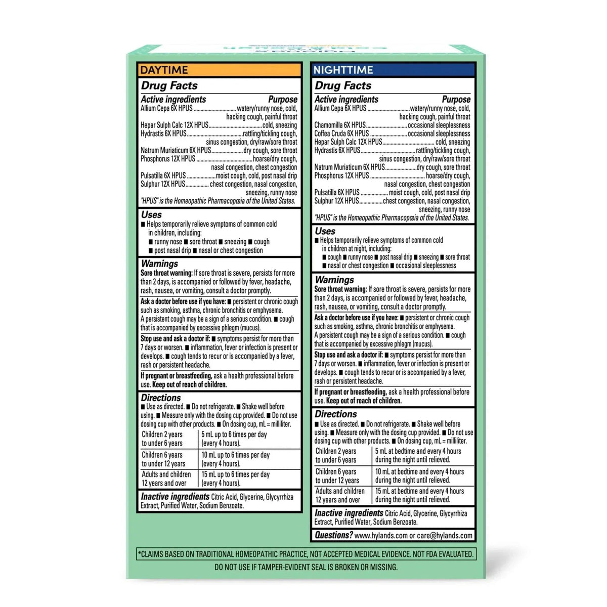 Hyland's Kids Cold & Cough Day & Night Combo Pack, Ages 2–12, 8 fl oz