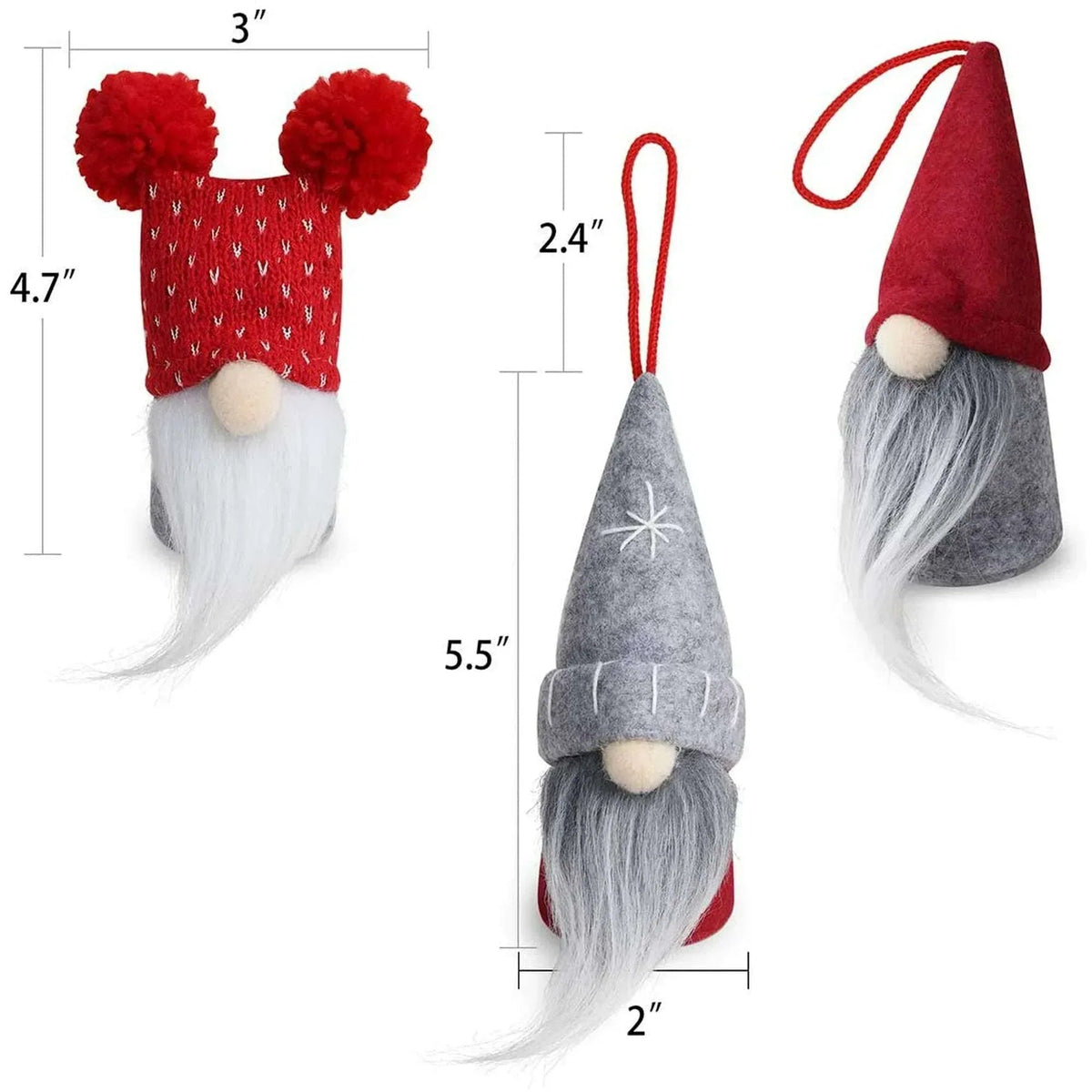 D-FantiX Gnome Christmas Ornaments Set of 6, Handmade Swedish Tomte Gnomes Decorative Ornaments Plush Christmas Decorations Tree Hanging Scandinavian Santa Elf Home Table Decor 2025