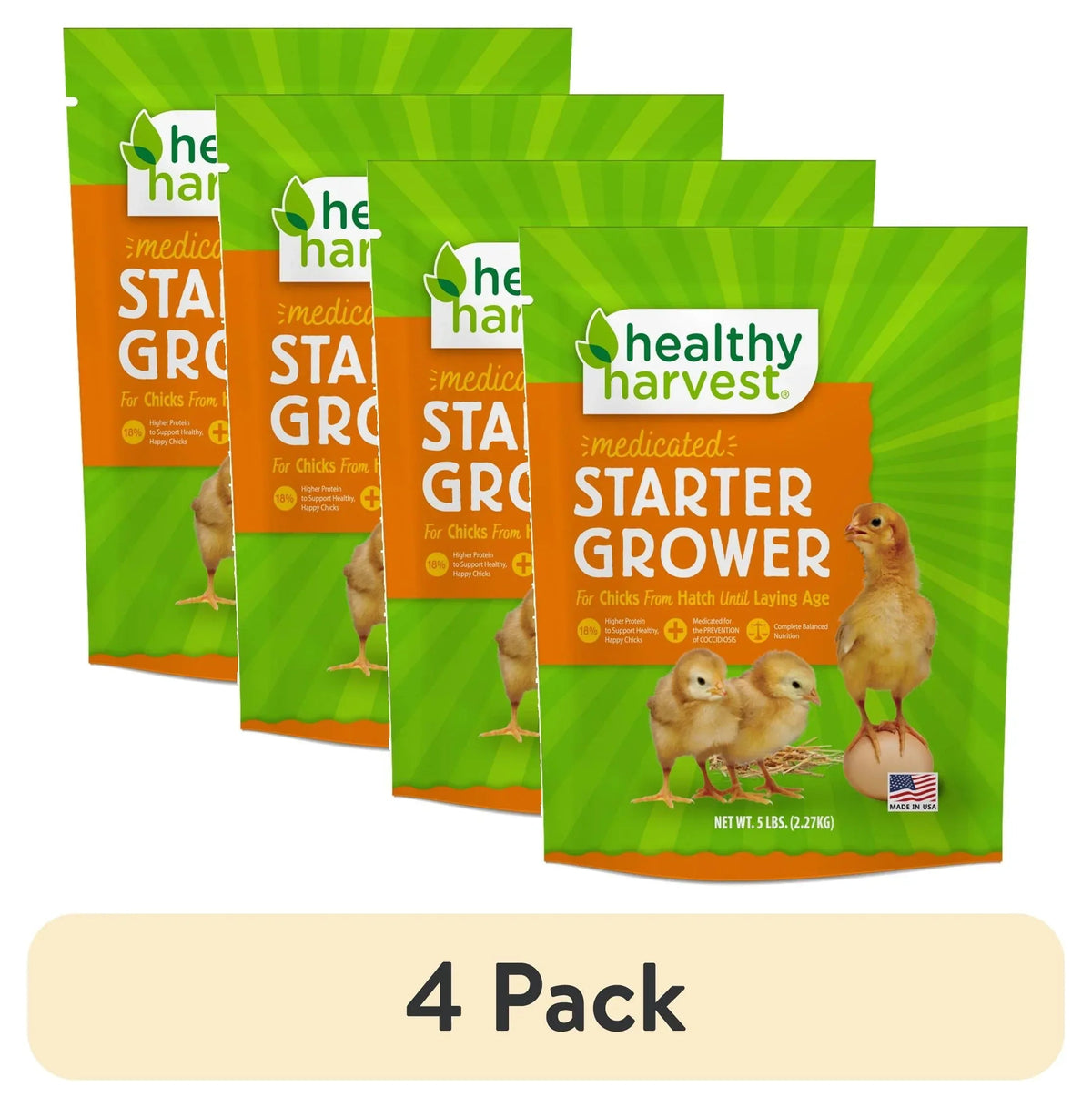 Healthy Harvest Medicated Starter Crumble Feed for Baby Chicks, 5 lb bag