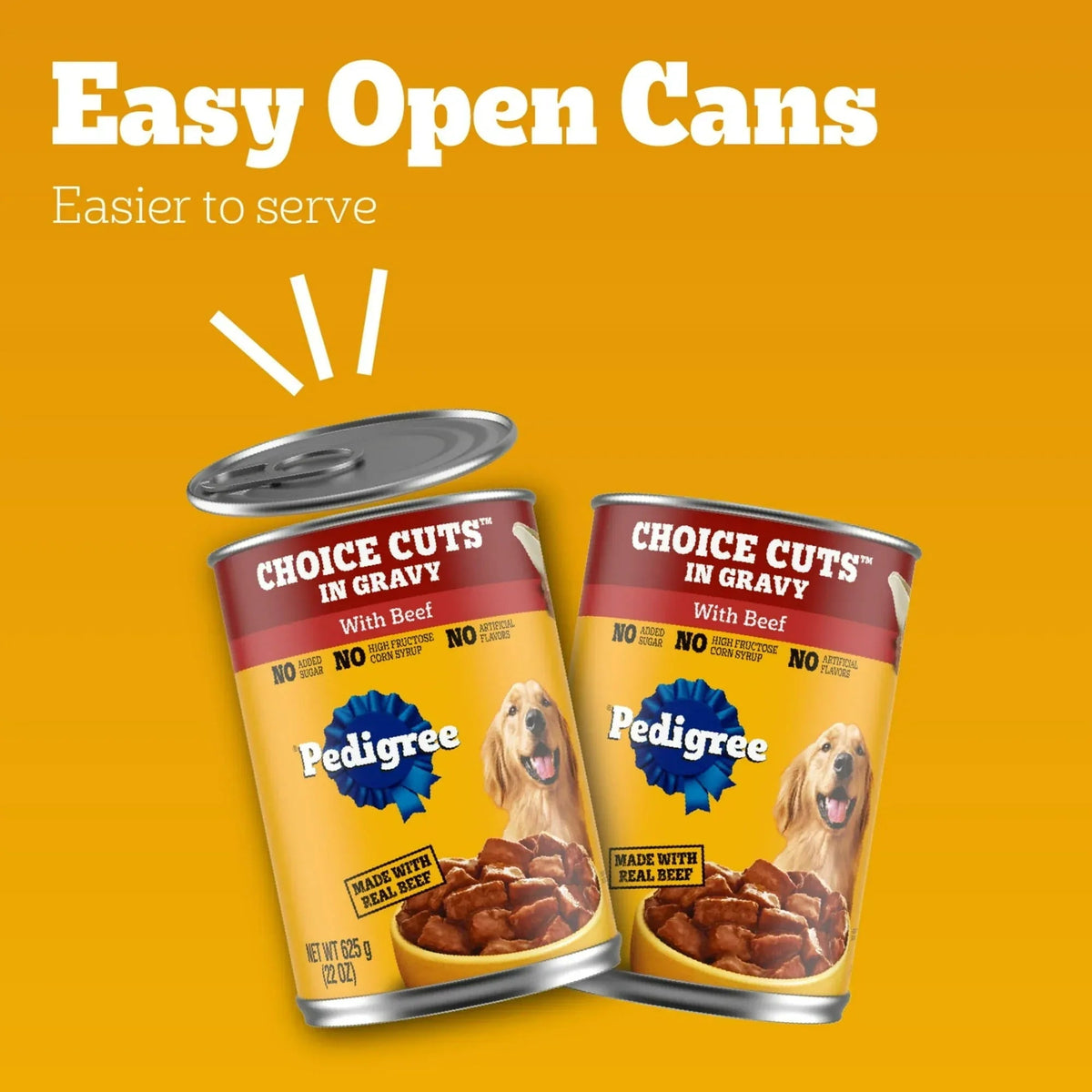 (4 pack) Pedigree Choice Cuts In Gravy With Beef Adult Canned Soft Wet Dog Food, 22 Oz. Can
