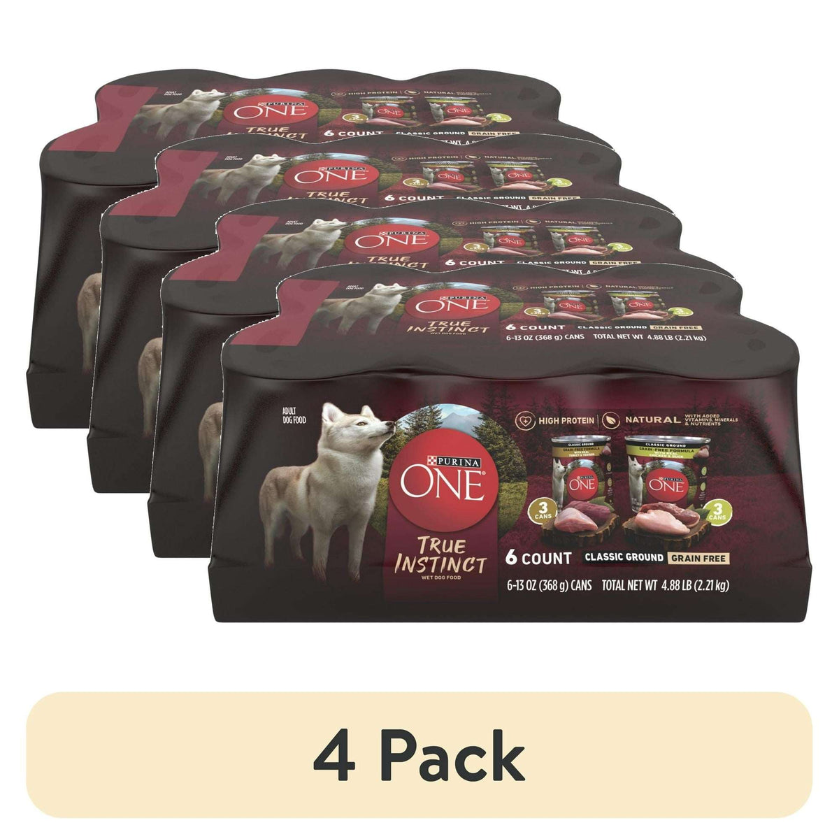 Purina ONE True Instinct Classic Ground Grain-Free Formulas With Real Turkey and Venison, and With Real Chicken and Duck Wet High Protein Dog Food Variety Pack